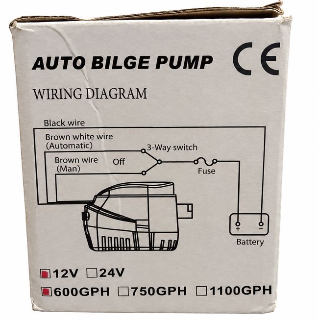 BILGE PUMP 12V 600GPH