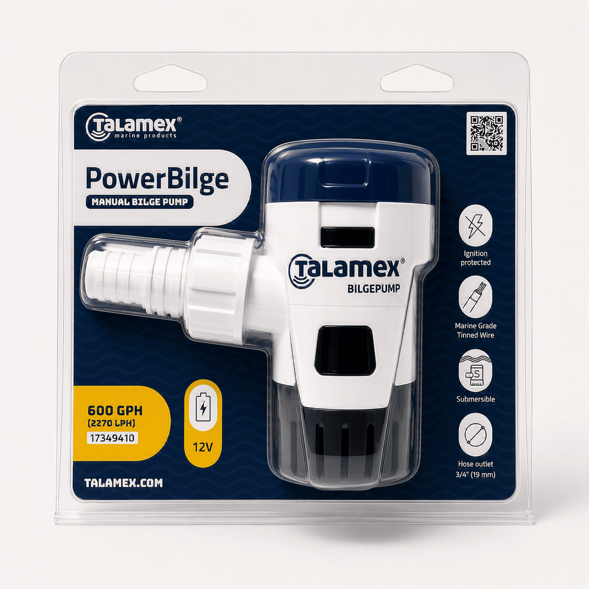 TALAMEX MANUAL BILGE PUMP 12V 600GPH